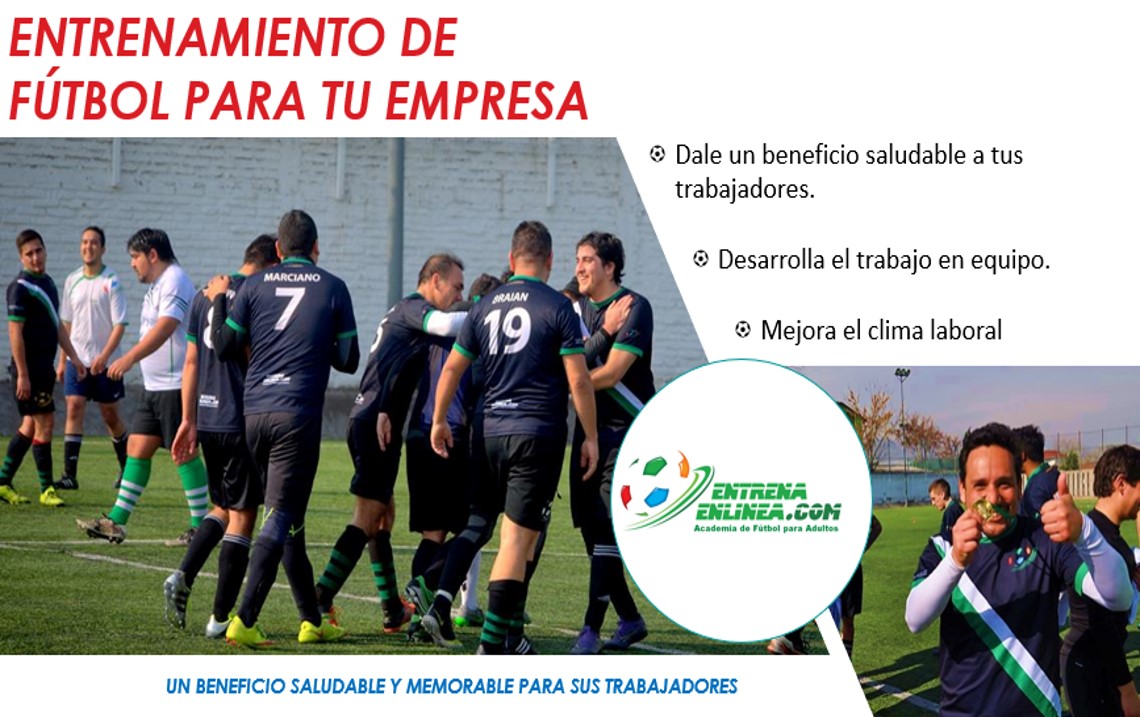 Mejore la productividad y el espíritu de equipo de su empresa con los entrenamientos de nuestra academia de fútbol para adultos en línea en entrenaenlinea.com